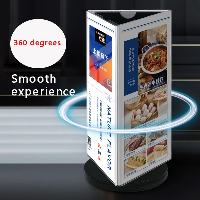 Acrylic high-end menu card, beverage card, 360 round bottom rotating display rack, catering hotel label card 2