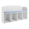 White PVC, Cloth, Sponge Kids Bookshelf with Reading Nook, Bookshelf with Soft Cushion, Storage Bench with Book Rack 5