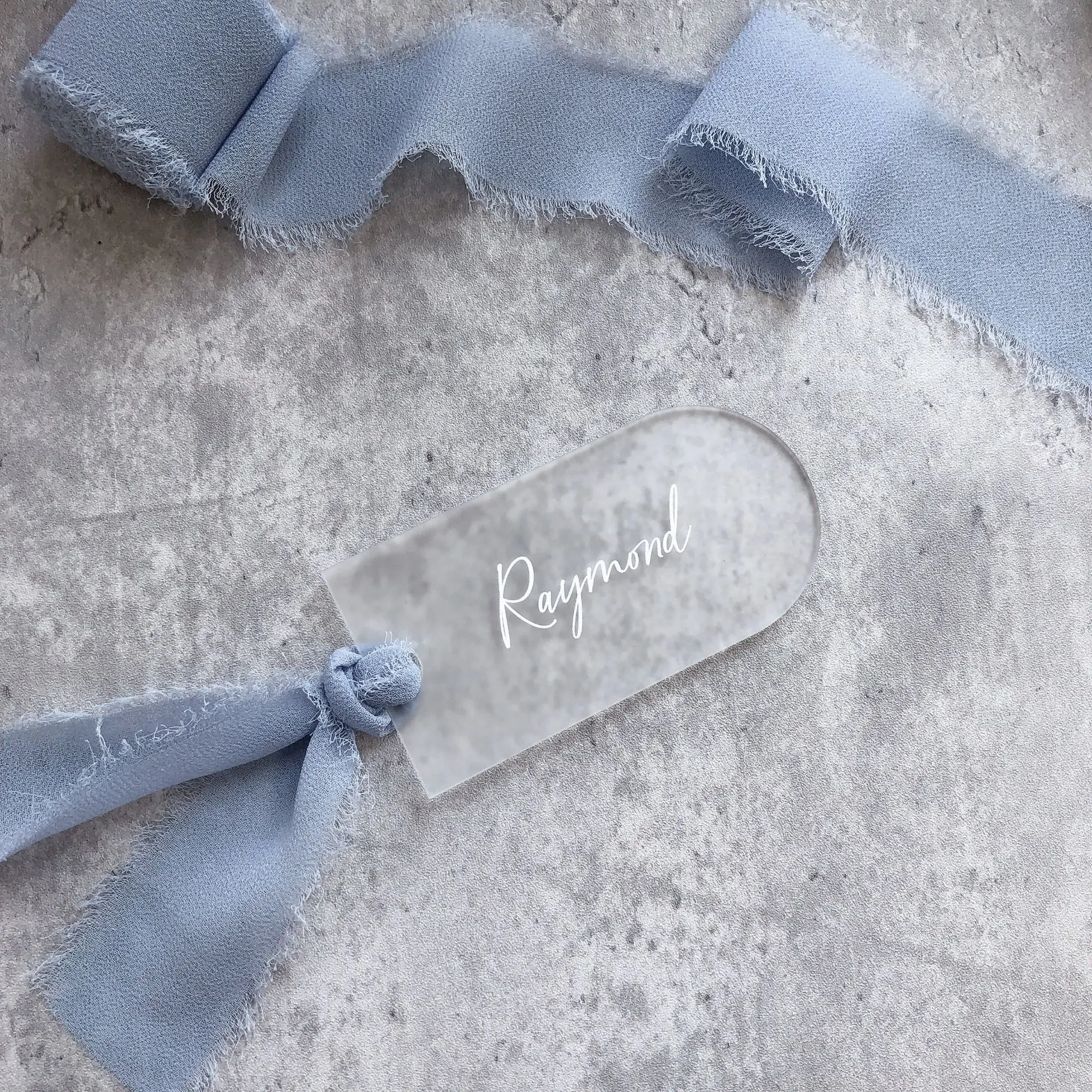 Frost NAME TAGS Acrylic Name Cards With slik Ribbon Table Setting Wedding Place Cards Party Favours Hen Party Favours