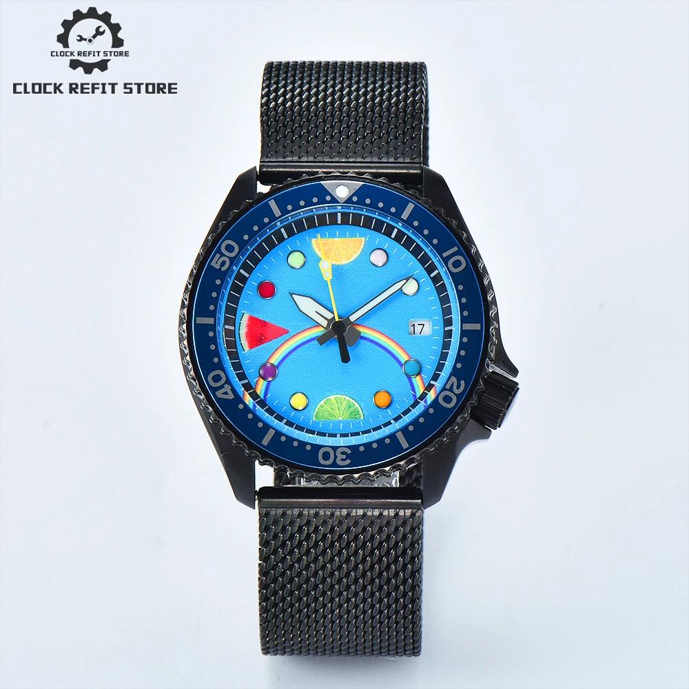 

Parnsrpe - Luxury Color Fruit Dial 42mm Men's Watch NH35A Caliber Waterproof Black Plated Case Sapphire Crystal Aseptic Dial