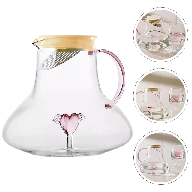 Water Pitcher Beverage Tea Cold Ice Coffee Juice Lids Fridge Glass Carafe  Drinking Jug