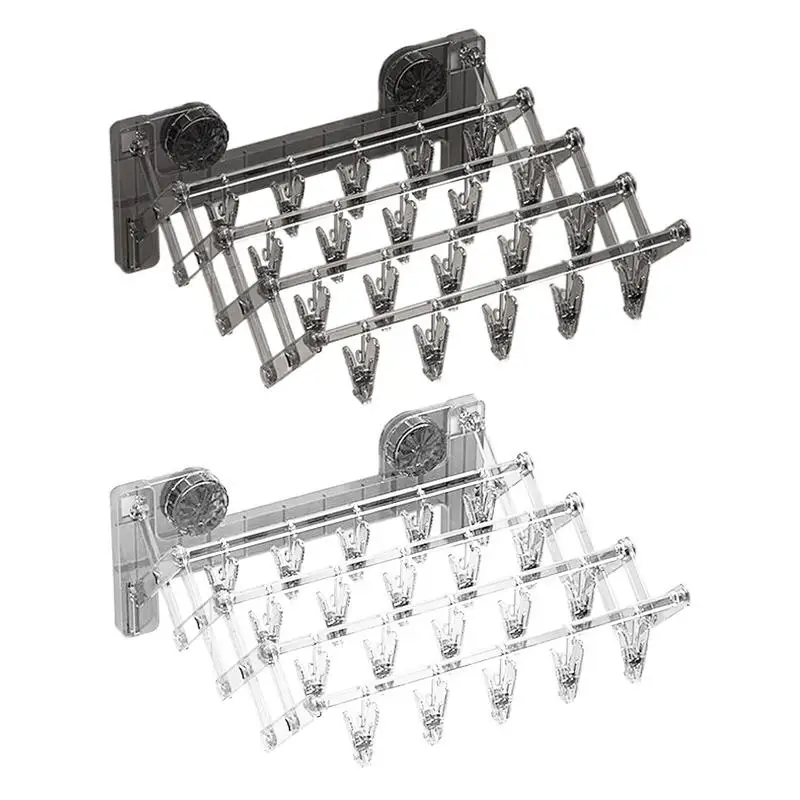 Balcony Suction Cup Drying Rack Socks Folding Drying Rack Household Clothes wall-mounted Multi Clip Socks Artifact