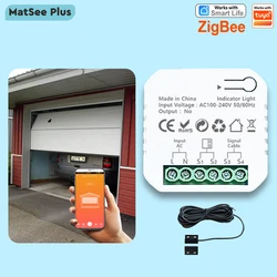 Smart ZigBee Garage Door Opener with App Remote Control and Voice Assistant Integration (US Plug Type)