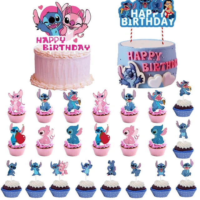 Disney Anime Stitch Party Decoration Props Cake Decor Supplies Children s Toys small cup cake toppers happy birthday decoration