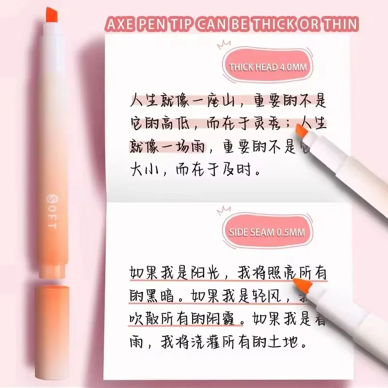 Pastel Gradient Highlighter Pen Drawing Marker Pens Fluorescent Pen 4Pcs/set Cute Stationery Office School Supplies Highlighters