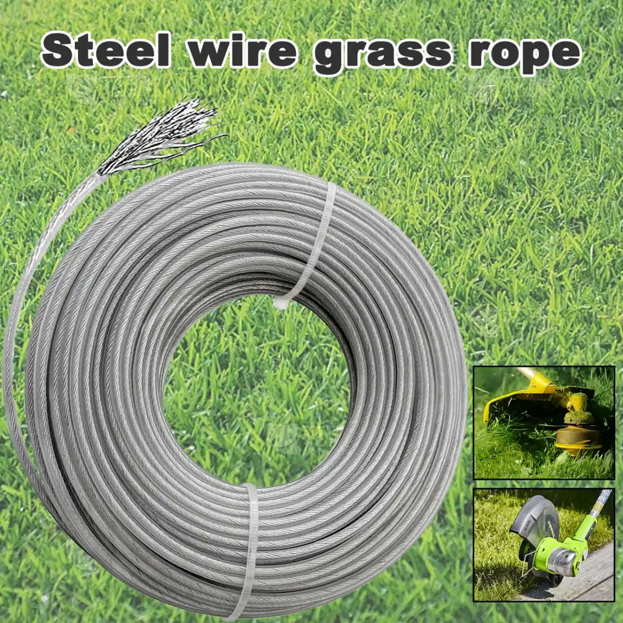 Durable Nylon Grass Trimmer Line with Steel Core - Strong & Wear-Resistant