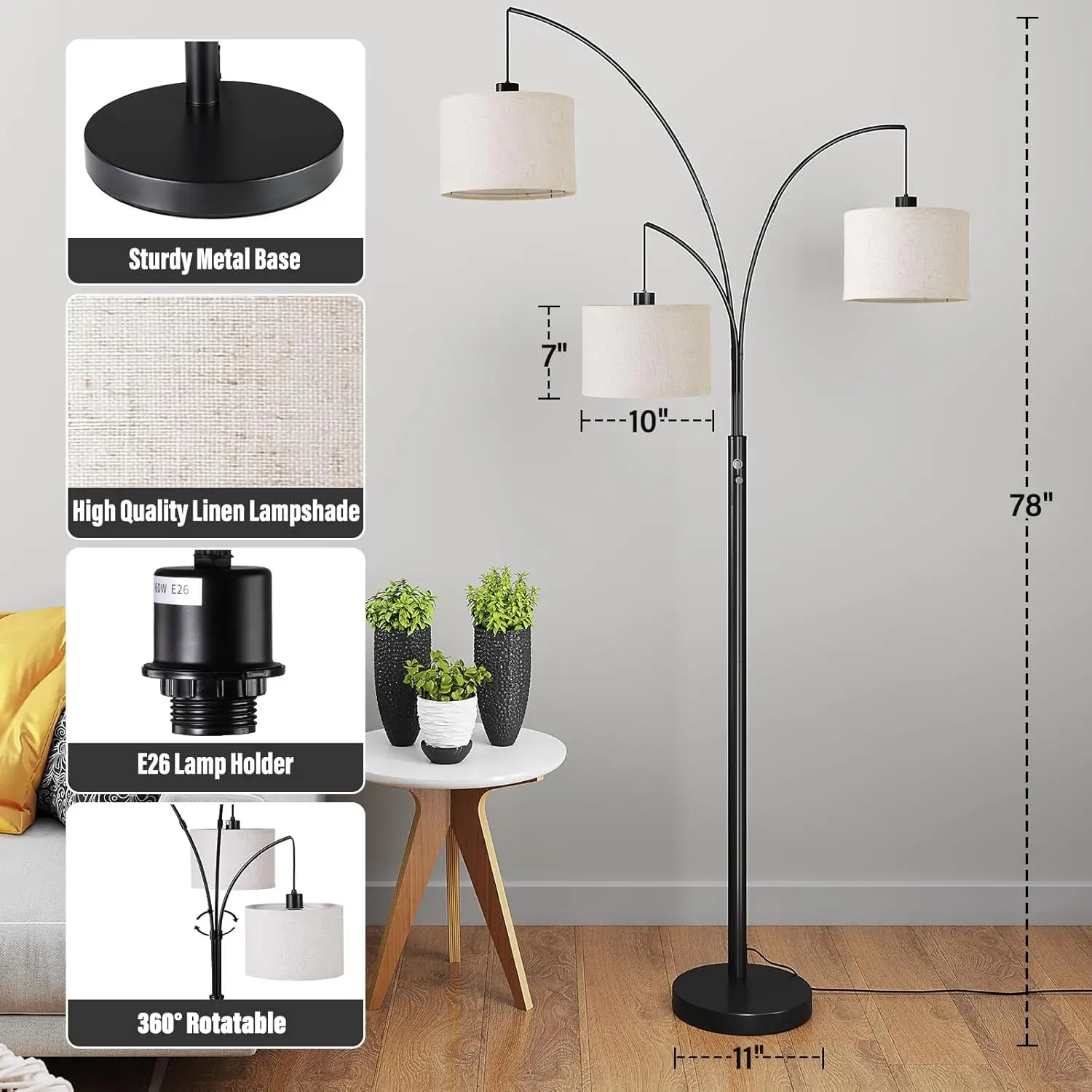 Arc Floor Lamp - dimensions and base
