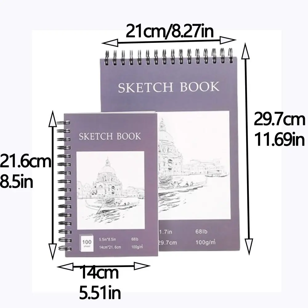 Thick Paper Sketch Book Beginners Acid-Free Spiral Coil Art Sketchbook Convenient Bright White Sketching Drawing Pad Art Supply images - 6