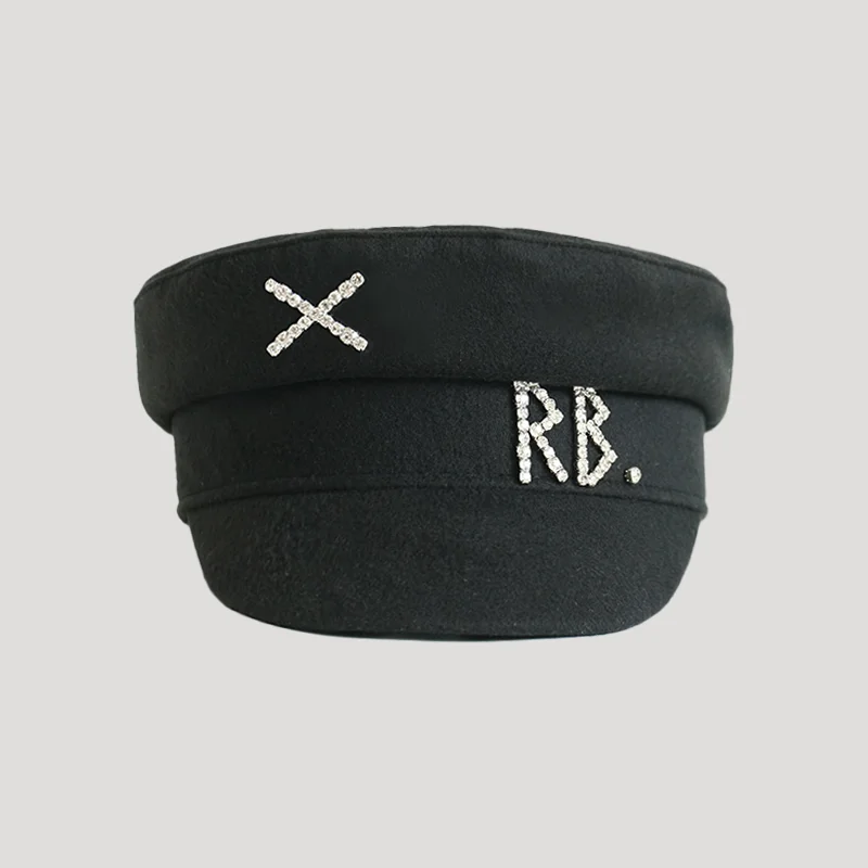 Cotton Newsboy Cap Autumn Winter Women Wool Diamond Letter Caps Baker Boy Cap S-XL
