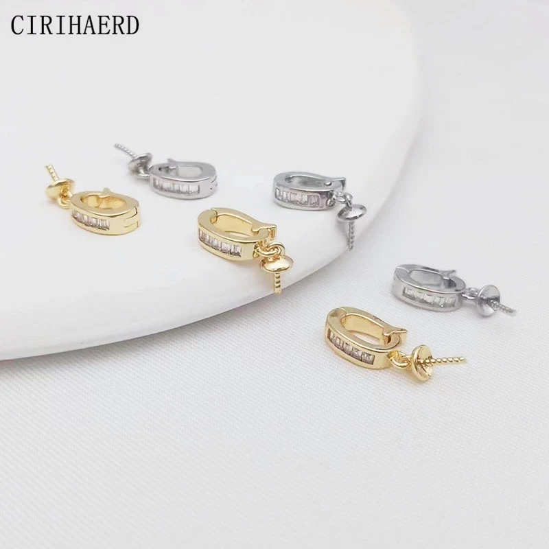 DIY Jewelry Connectors 14K Gold Plated Inlaid Zircon Pearl Pendant