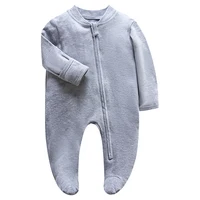 Newborn Baby Footed Sleepwear, Cotton, White, Soft, Zipper, One Piece Pajamas, Newborn Clothing, 0-12 Months 3