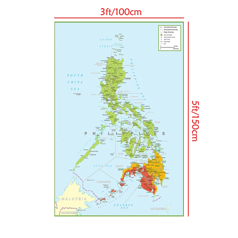 The Philippines Administrative Map Poster Wall Art Print Canvas Painting Office Supplies Living Room Home Decor 100*150cm