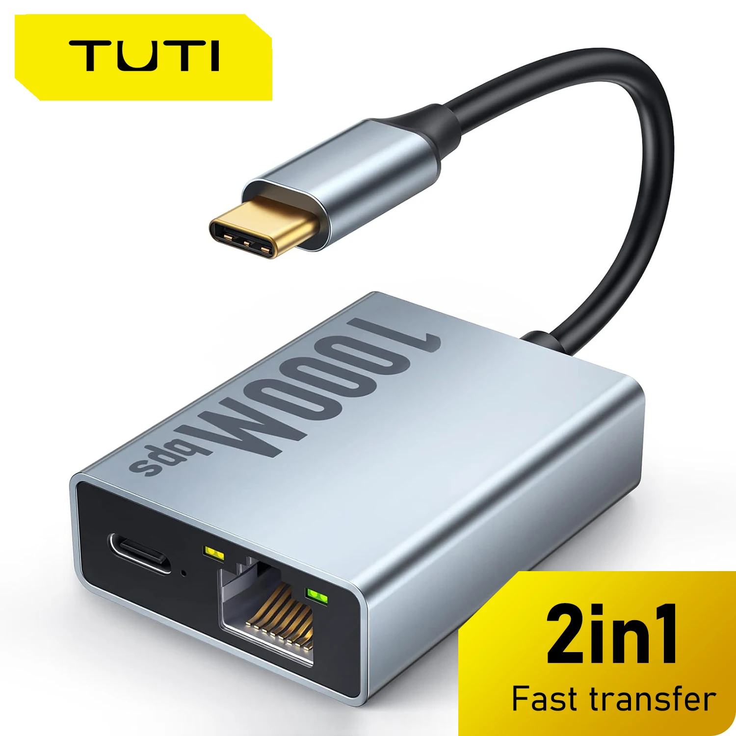 USB C to RJ45 이더넷 네트워크 어댑터, 크롬캐스트 구글 TV (HD/4K), 노트북, 태블릿 호환 - 접착 테이프 포함