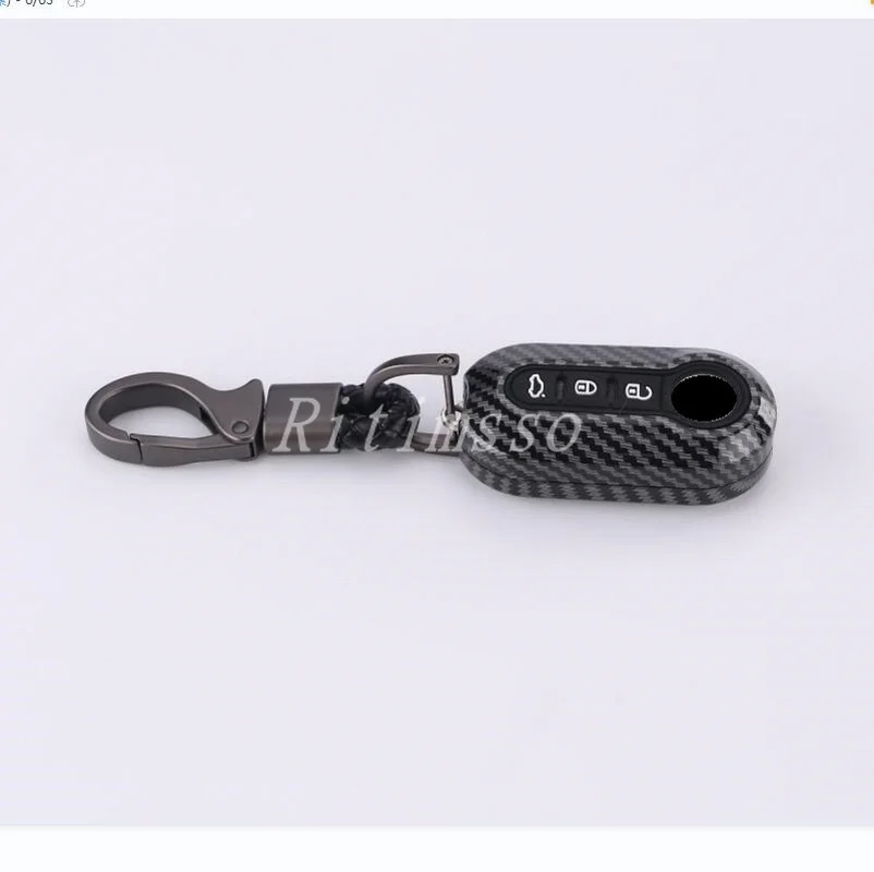 Glossy Carbon ABS Key Fob Case Cover key case key case cover car key shell For Fiat 500 Panda Punto Bravo Key Shell Protect Accessories