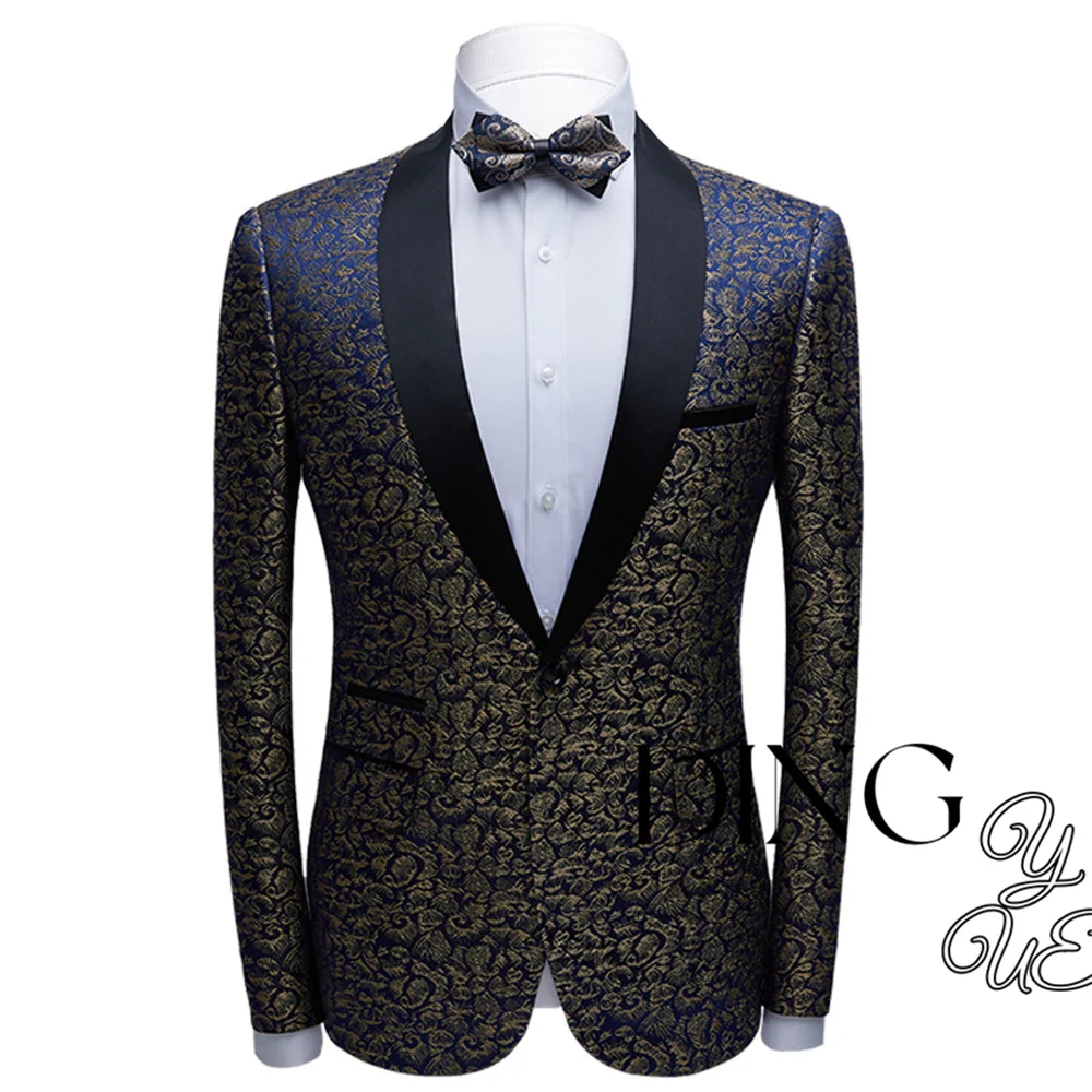 

Floral Jacquard Blazer for Men Prom Slim Fit with Single Breasted Smoking Male Jacket Shawl Lapel Fashion Coat 2024