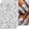 5D Embossed White Flower Nail Stickers Elegant Lace Rose Floral Petals Leaves DIY Self-Adhesive Decal Slider Manicure Decoration 1