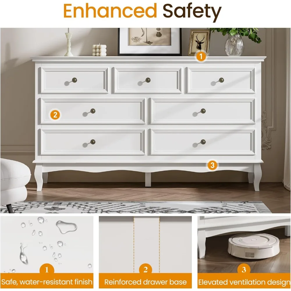 7 Drawer Dresser  of 2 for Bedroom, Modern Chest of Drawers with, Closet Cabinet Organizer for Living Room, Hallway, Dresser 5