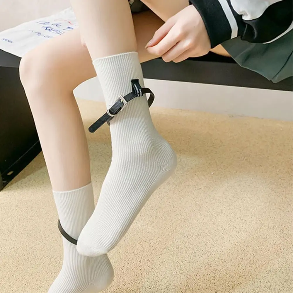 

Summer Thin Breathable Women's Socks with Belt Short Socks Cotton Soft Sock