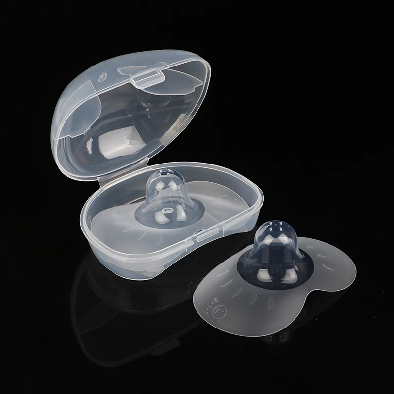 1 Pair Silicone Nipple Protectors Mothers Nipple Shields Feeding Protection Cover Breastfeeding With Clear Carrying Case