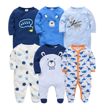 KAVKAS 1/3 pezzi pagliaccetti per neonati stampa cartoon tuta in cotone abbigliamento infantile tuta per bambini pigiama neonato 0-3 mesi 1