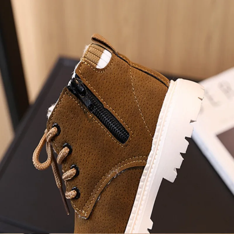 어린이 면화 신발 겨울 신상품 소년용 심플 다용도 말 부츠 소녀용  따뜻한 캐주얼 면화 부츠 플리스 스노우 부츠21-30