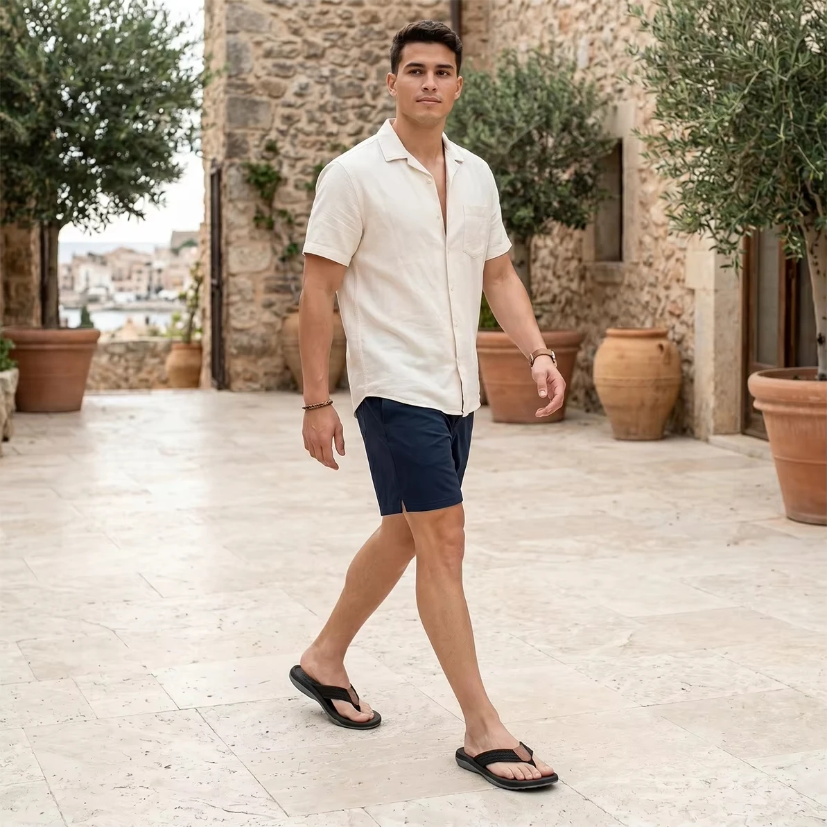 Men's beach flip flops, comfortable beach sandals, summer non slip and durable indoor and outdoor casual shoes - 6