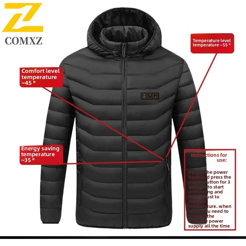 2025 USB Heated Jacket  Smart Thermal Coat with Battery Pack Waterproof Windproof Winter Warm Parka for Men Women Outdoor Sport