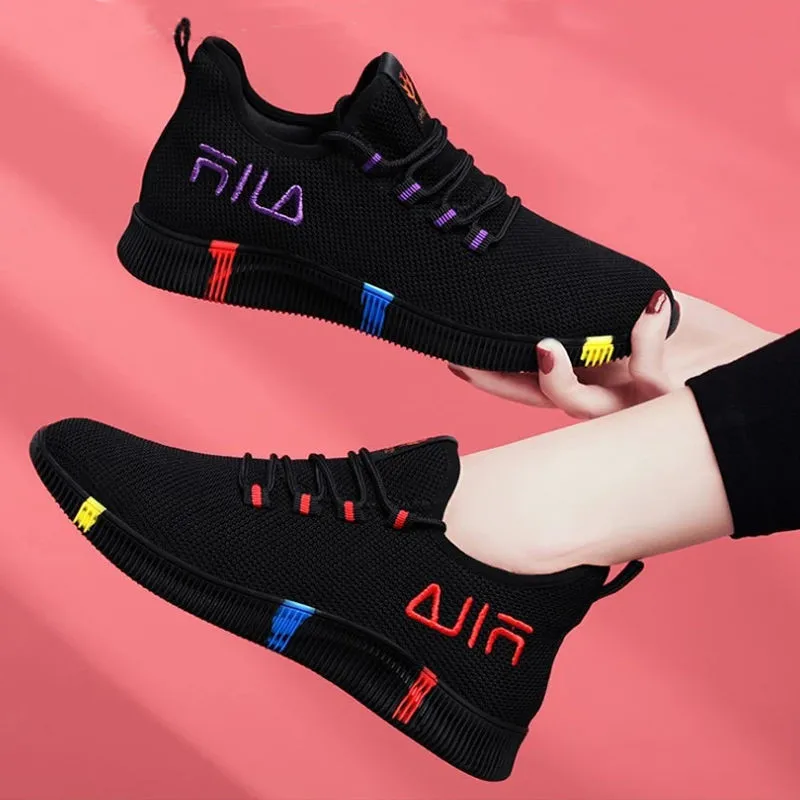 

New Style Women's Vulcanized Shoes Female Casual Air Mesh Sneakers Comfort Lace-up Hiking Shoes All-match Women Footwear Sapatos