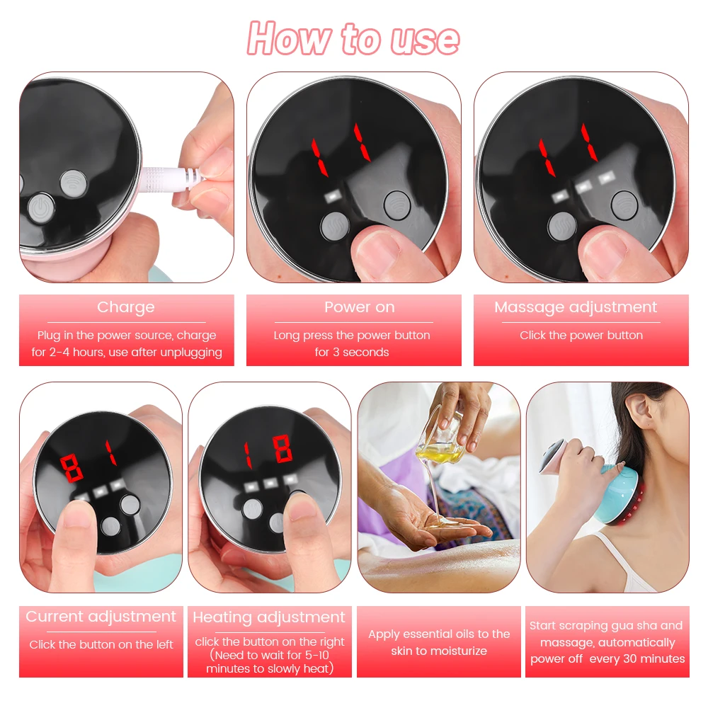Guasha Massager Device Electronic Meridian Brush Micro-Electric Heating Health Scraping Dredge Blood Circulation Fatigue Relief 5