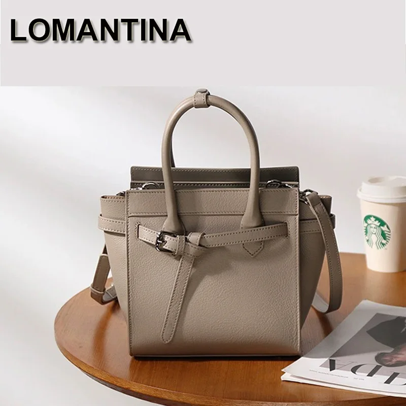 

Lomantina Luxury High Quality Cowhide Handbags for Women Fashion Designer Solid Genuine Leather Toto Versatile Simple Trendy Bag