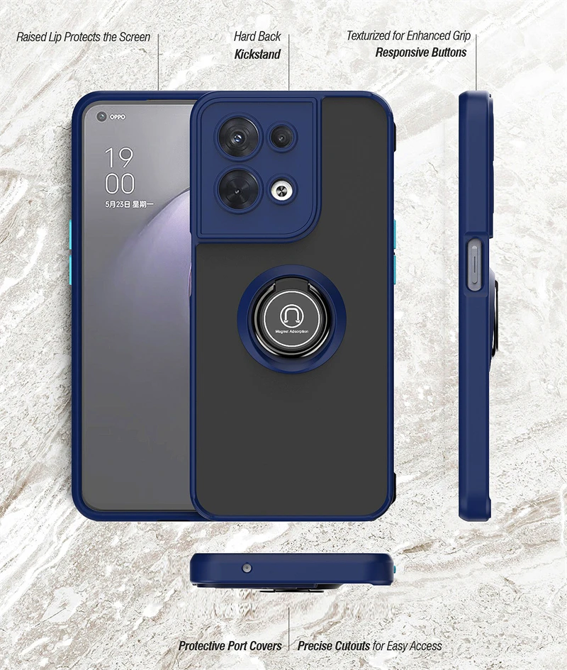 Mat Araba Desteği Manyetik Stand Halkası telefon kılıfı için OPPO Reno 8 7 6 5 4 Pro REALME 10 9 A54 A74 A9 A53 A58 A17 Geri_voghion.com