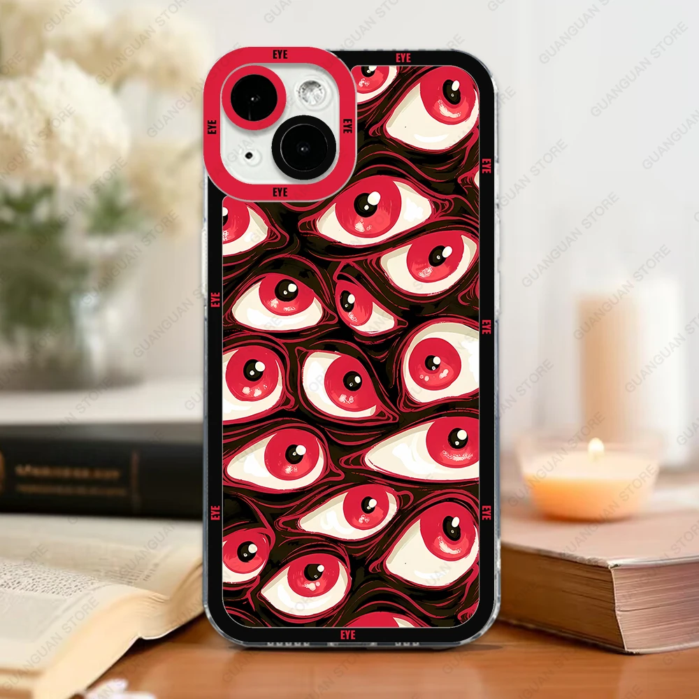 thumbnail image 1 of Funda para iPhone 16 15 14 13 Pro Max 12 Mini 11 XS X XR SE 7 8 Plus cubierta suave ojos extraños, 1 of 5