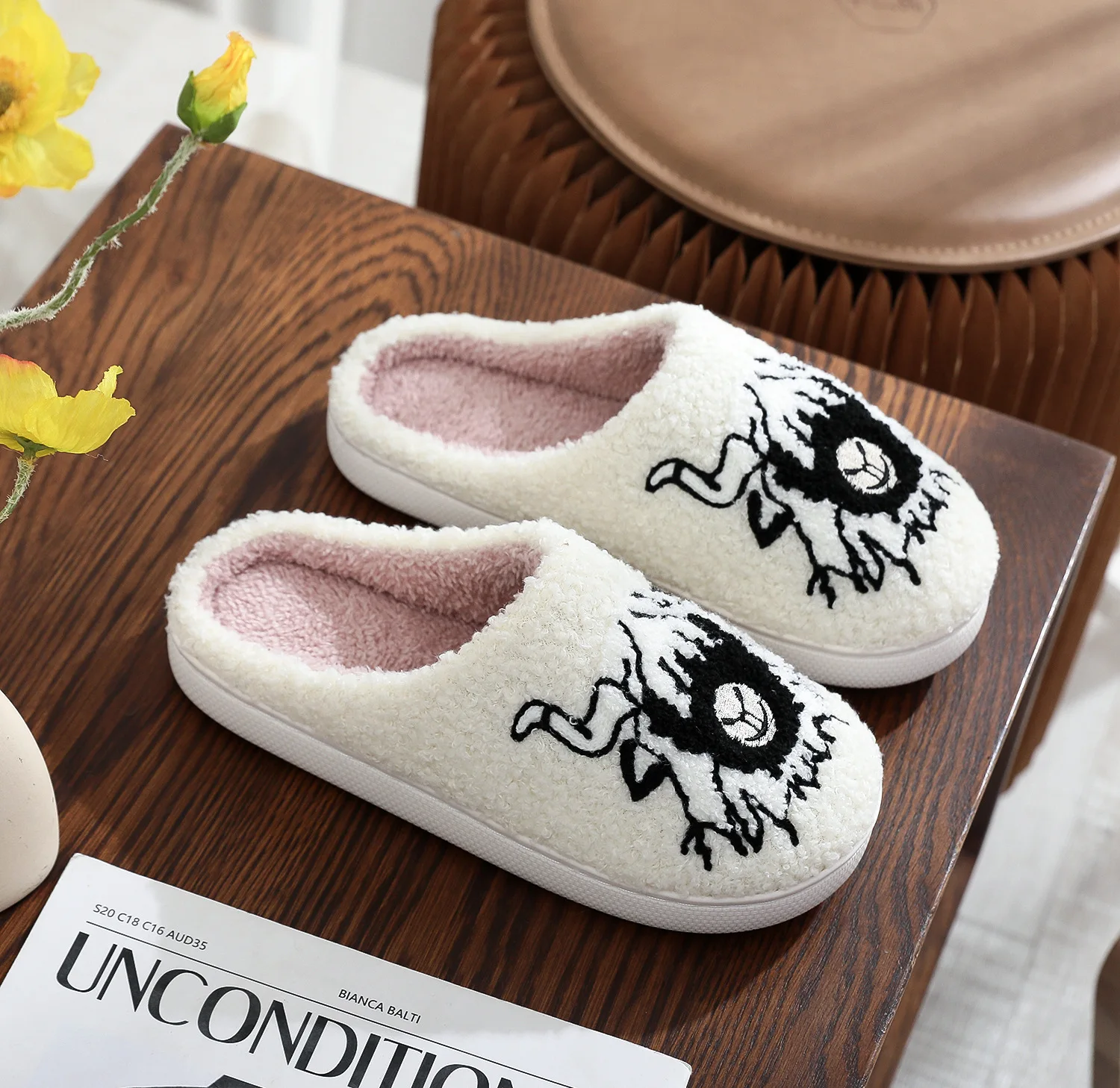 Indoor-Baumwollpantoffeln für Herren und Damen, Herbst-Winter-Hausschuhe, niedliche Cartoon-bestickte, flauschige Hausschuhe für Paare – Detail 19