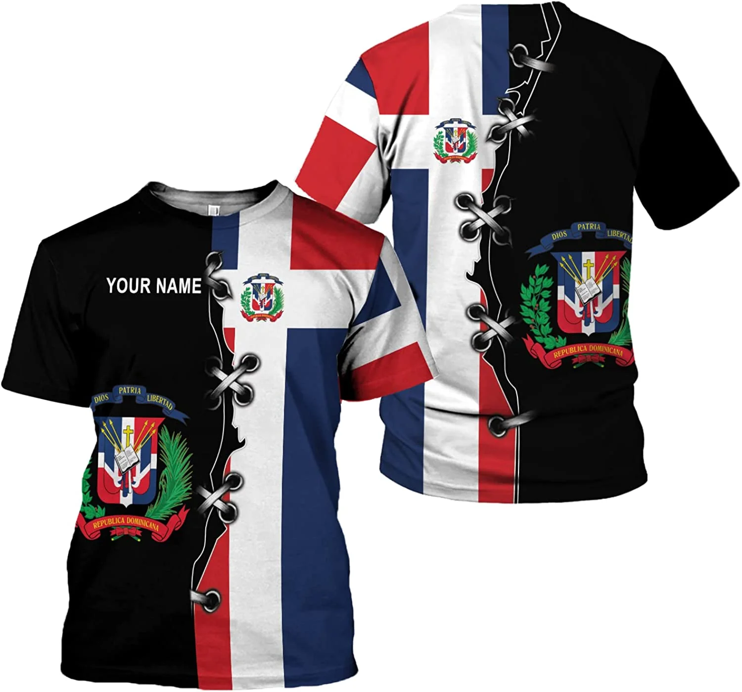 

2023 Men's T-shirt Dominican Republic Flag Free Custom Name T-shirt Fashion Casual Versatile O-Neck Men's And Women's Top