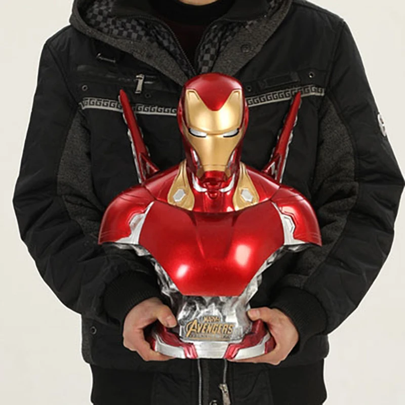 

New Marvel Hero Black Panther Iron Man Bust Action Figure Resin Statue Collection Model Home Decoration Art Sculpture Crafts Gif