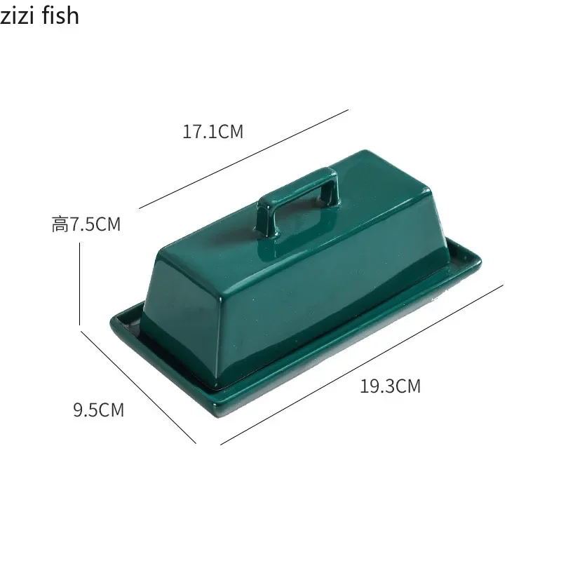 Solid Color Ceramic Butter Dish With Lid Creative Cheese Plate Butter Plate Dessert Dim Sum Household Tableware