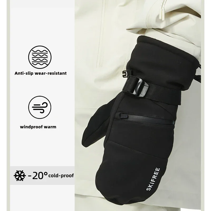 SKIFREE Ski Gloves Upgrade Thicken Winter Women Men 3M Thinsulate Thermal Snowboard Gloves Waterproof Warm Mittens Ski Glove 4
