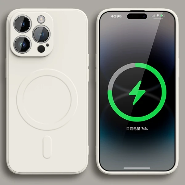 thumbnail image 1 of Original Liquid Silicone For Magsafe Wireless Charge Magnetic Case for iPhone 15 14 Plus 13 12 11 Pro X XR XS Max 7 8 Soft Cover, 1 of 5
