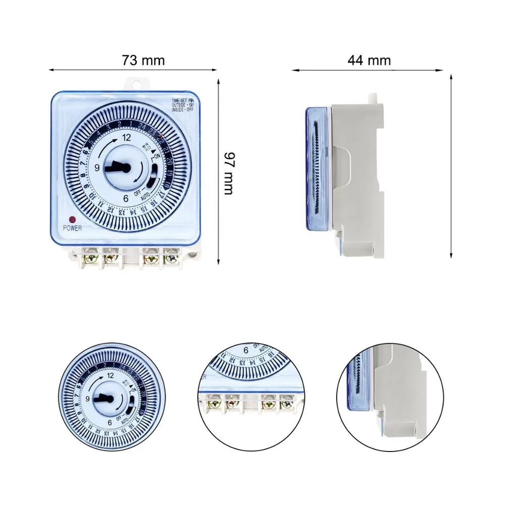 15 Minutes- 24 Hours with Dustproof  Mechanical Timer Witch 2 In 2 Out 16A 220V 50HZ for Home Appliance Commercial Purpose