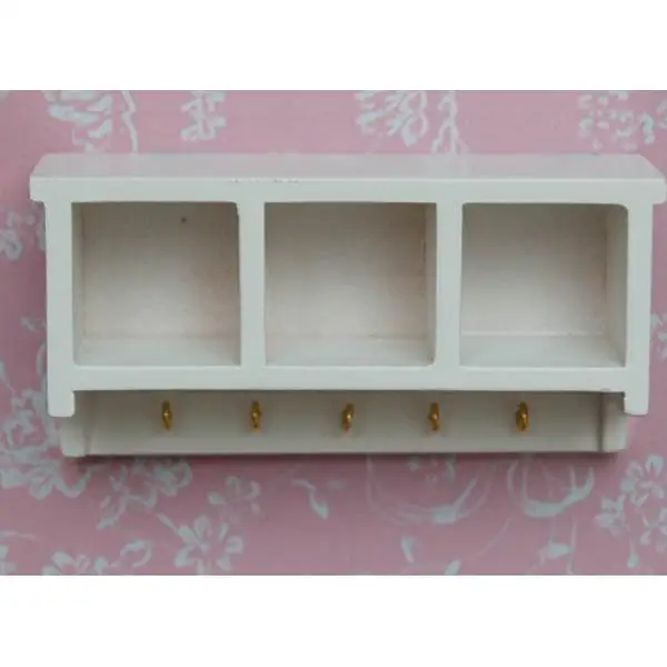 

1:12 Scale Dollhouse White Miniature Wooden Kitchen Wall Rack Hanger Hooks