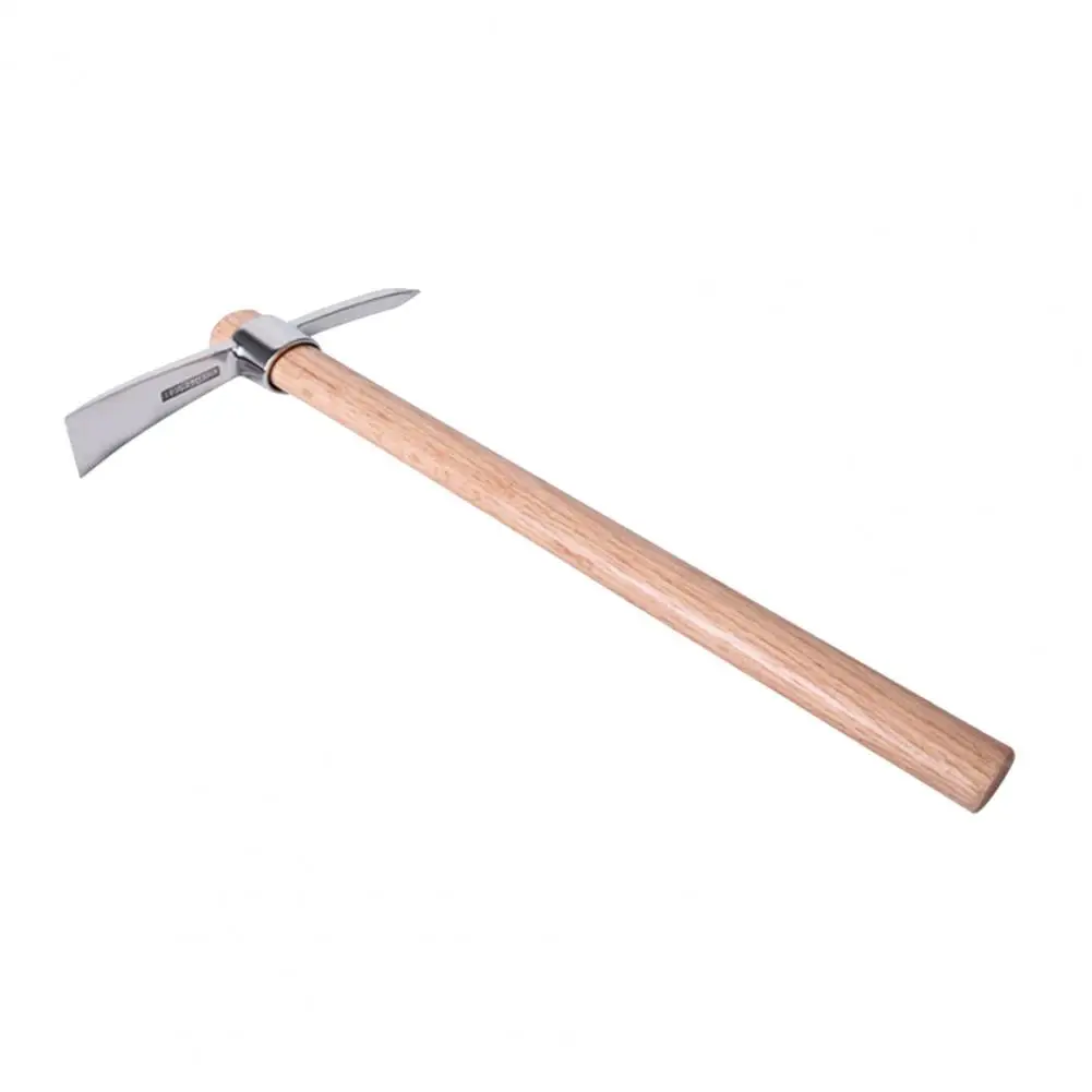 Ergonomic Pickaxe Comfortable Grip Stainless-Steel Double Headed Pickaxe Loosening Soil Digging Wooden Handle Mattock Hoe