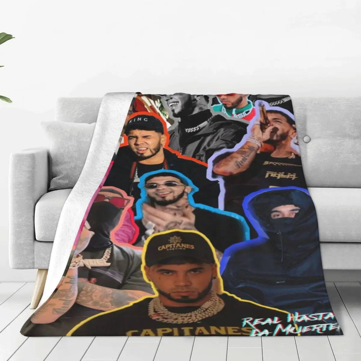 

Anuel AA Rapper Hip Hop Singer Blanket Coral Fleece Plush Textile Real Hasta La Soft Throw Blankets for Bedding Car Rug Piece