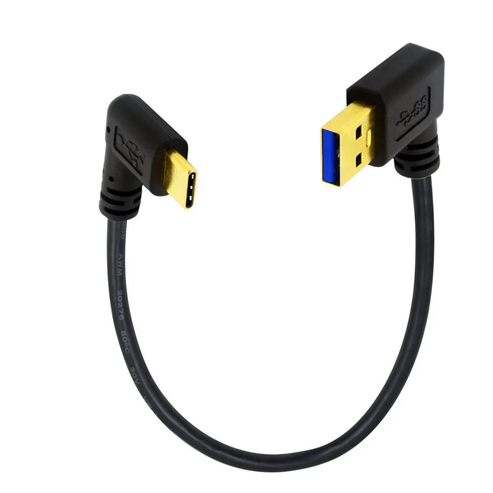 

Позолоченный 90 градусов угол USB 3,0 (тип A) штекер к USB3.1 (тип C) штекер USB синхронизация данных и зарядный кабель разъем (черный) 0,25 м