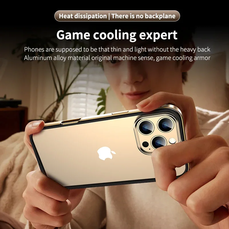 Enhanced Camera Protection Hybrid Silicone & Aluminum Metal Phone Case with Improved Heat Dissipation
