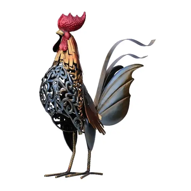Gallo Decorativo In Metallo Per Giardino - Statuetta Da Esterno Per Cortile E Pollaio - Foto 3