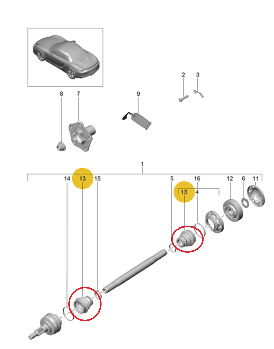 OE 99633229300 VD Chinese automotive brand Rear axle dust cover (with clamp) for PORSCHE 718 CAYMAN 987 BOXSTER