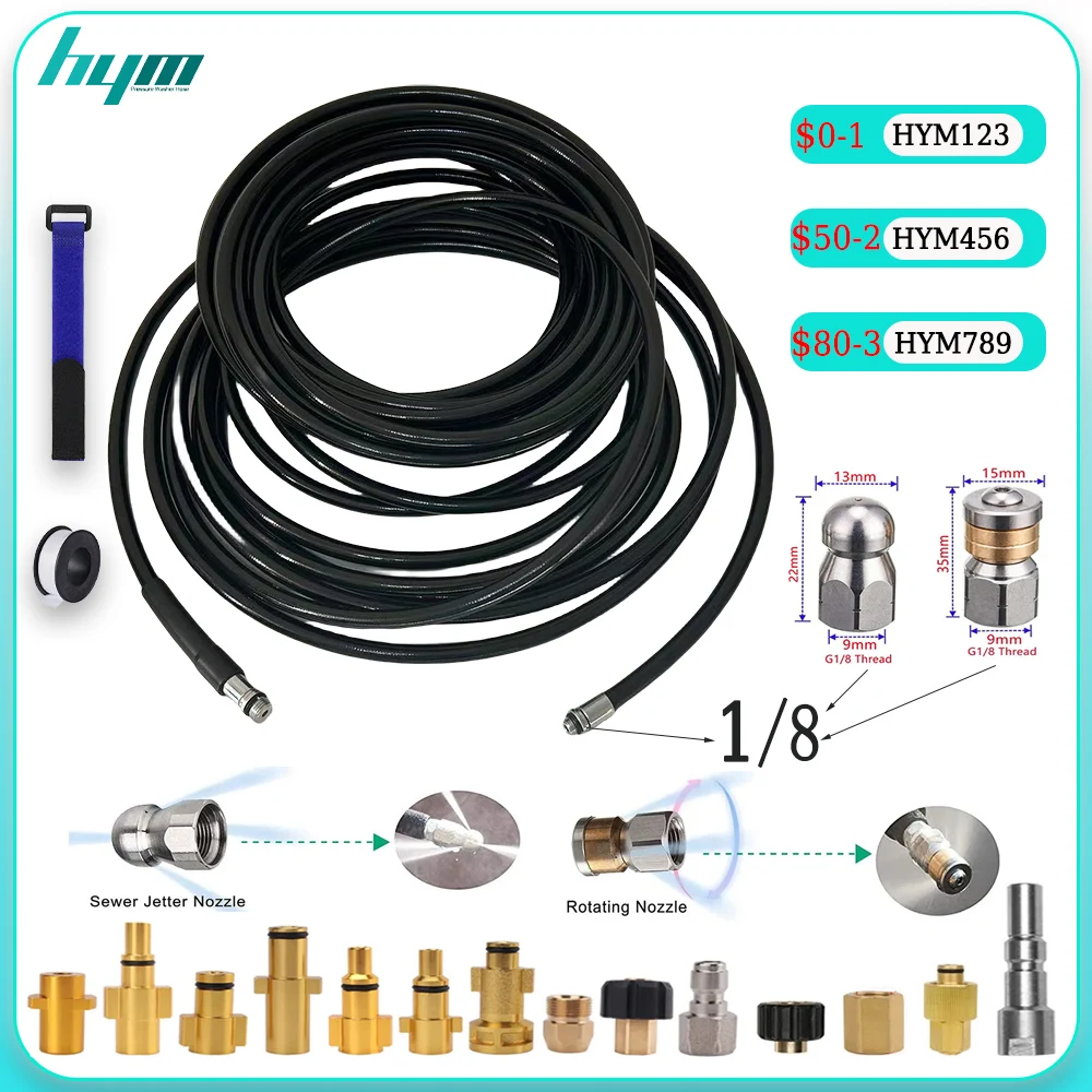 4000Pis Super Elastomero Tubo Flessibile Pipeline Dragaggio Delle Acque Reflue Tubo Flessibile Scarico Fognario Jetting Kit 1/8 Blocco Del Tubo Intasa