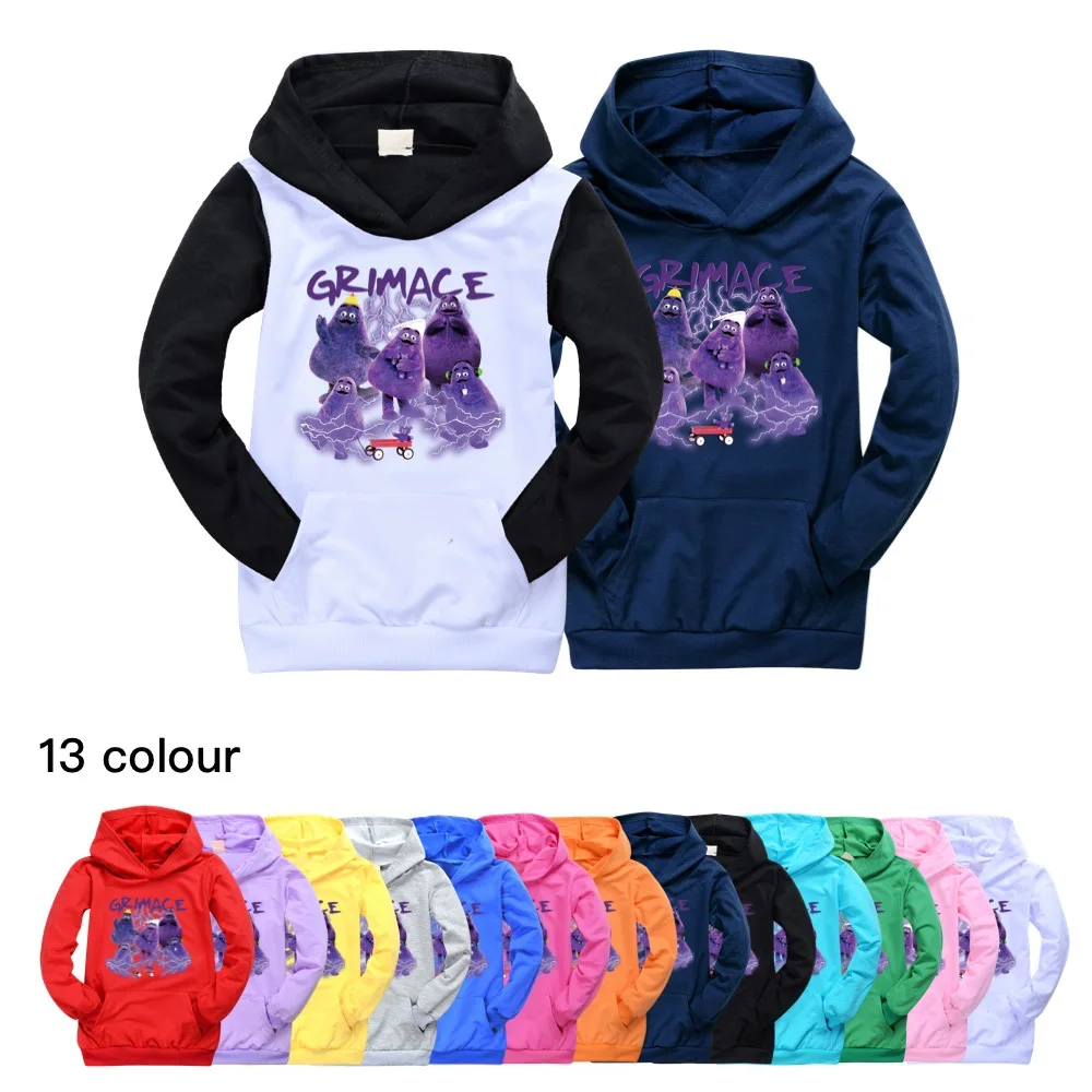 

Casual Grimace Shake Hoodies KIDS Sweatshirt Children Clothes Hoodie Boys Girls Hooded Teen Kids Sportwear Tshirt Outfits