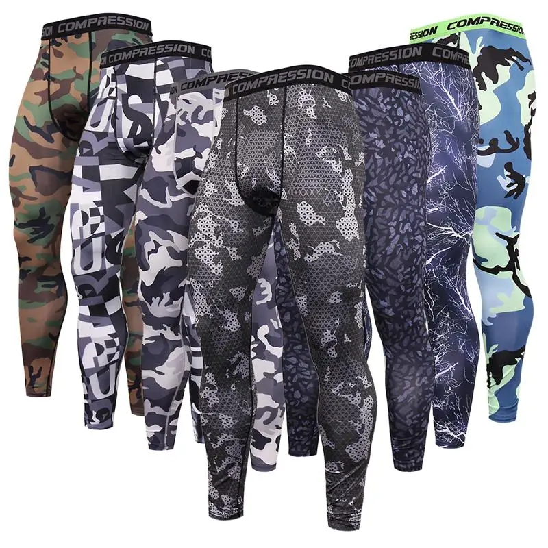Sports Leggings Compression Pants Men Camouflage Tights Man Fitness Compression Pants Quick-drying Rashguard Elastic Leggings for Gym Training