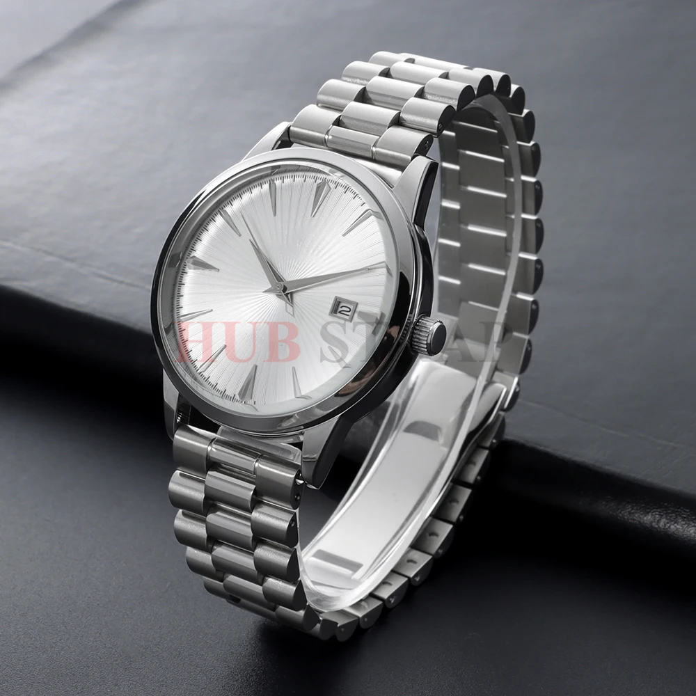 Elegant Stainless Steel Three Beads Curved End Watch Band